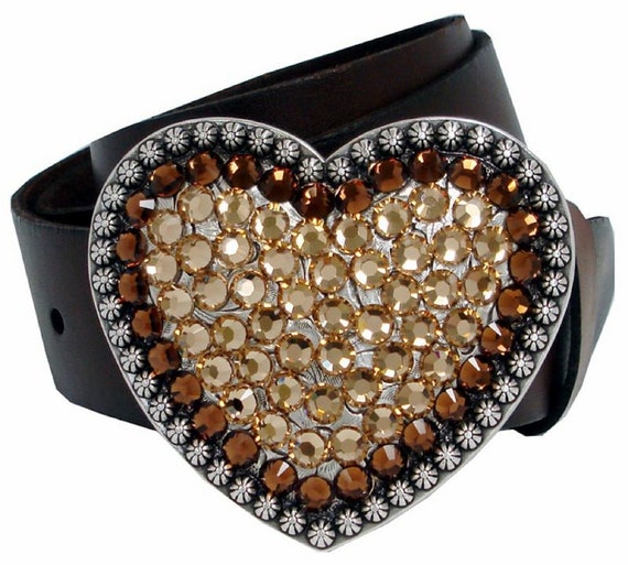 Heart Buckle Belt - Austrian Topaz Rhinestone Crystals, - Etsy display picture 2