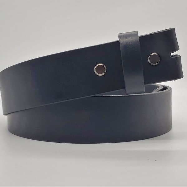 Made in U.S. Full Grain Leather Belt Strap - No Buckle - Custom Width - Custom Size - Black