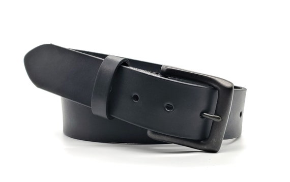 Handmade Full Grain Leather Belt - 1.5" Wide, Black Buckle - custom sizes