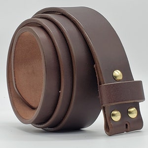 Made in U.S - Belt Strap, Premium Leather, Full Grain - Custom Size, Custom Width, Replacement Leather Belt Strap - Dark Brown