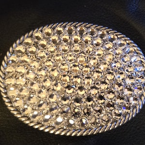 Western Clear Austrian Rhinestones Adorned Belt Buckle - Fits 1-1/2&quot; wide belts
