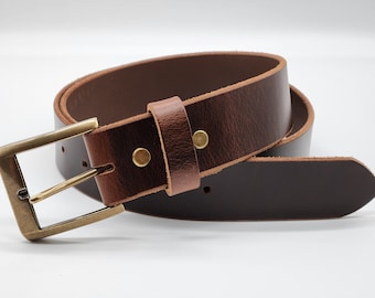 1.5 inch wide - Distressed Water Buffalo Belt with Clipped Edge Buckle