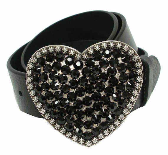 Heart Shape Buckle Rhinestone Belt Shiny Luxury Klein Stone Inlaid Heart Shaped Rhinestone  main image 4