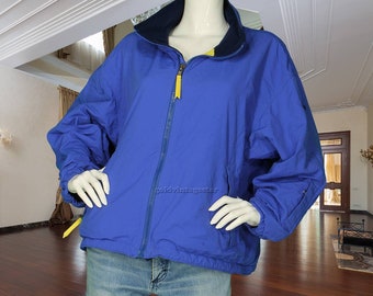 Vintage 80s 90s Eddie Bauer Blue Fleece Lined Jacket Full-zip USA