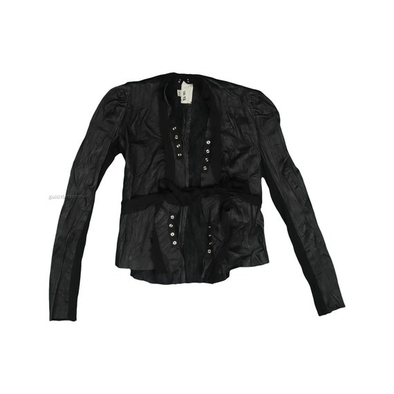 Y2K Vintage Ya-ya Leather Knit Trim Moto Biker Blazer Black