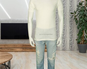 Vintage MunsingWear Blank White Greaser Rocker Single Stitch USA T Shirt Tee S