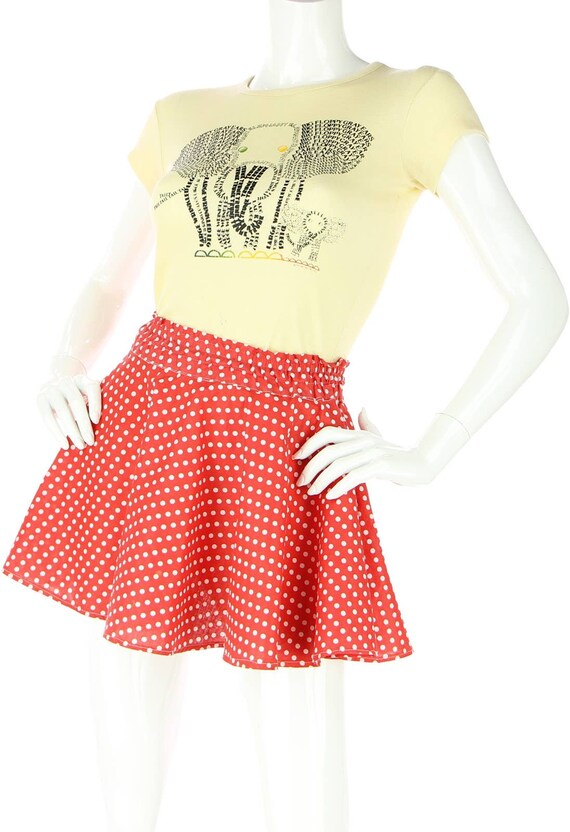 Graphic Tee with Red Polka Dot Skirt