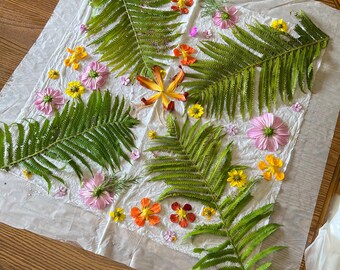 Eco-printed Patterned Square Table Piece