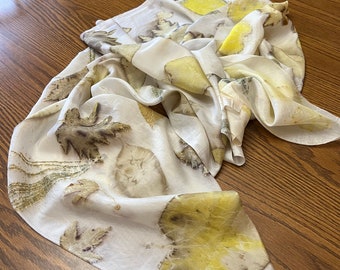Silk shawl/scarf -- Eco- printed