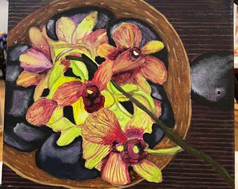 Zen Bowl with Orchids Painting