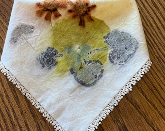 Lace-trimmed, Eco-printed Hankies