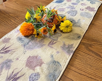 Naturally dyed-eco-printed Table Runner