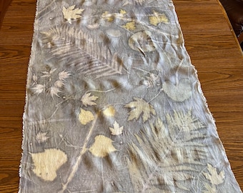 Hemp Naturally Dyed & Eco-printed Shawl