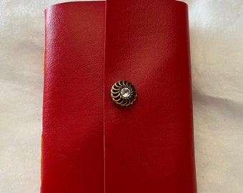 Red long crossover stitch binding journal