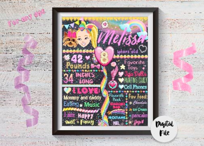 Jojo Siwa Poster Chalkboard Jojo Siwa Birthday Party Jojo | Etsy
