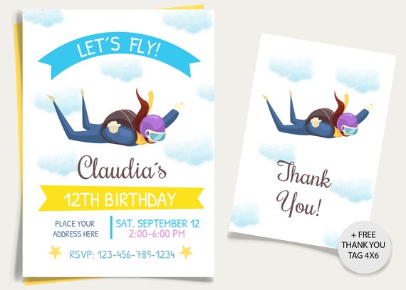 skydiving-birthday-invitation-ifly-birthday-invitation-etsy