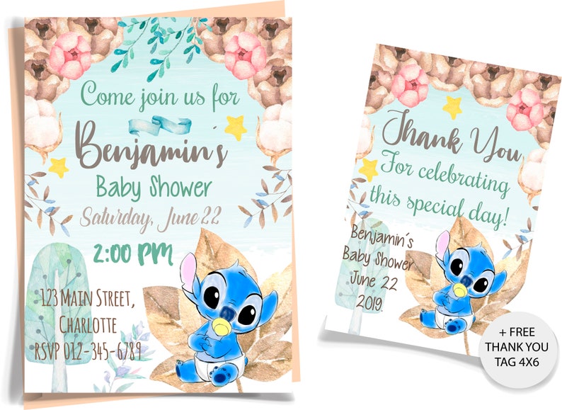 Stitch Baby Shower Invitation Lilo and Stitch Baby Shower Etsy