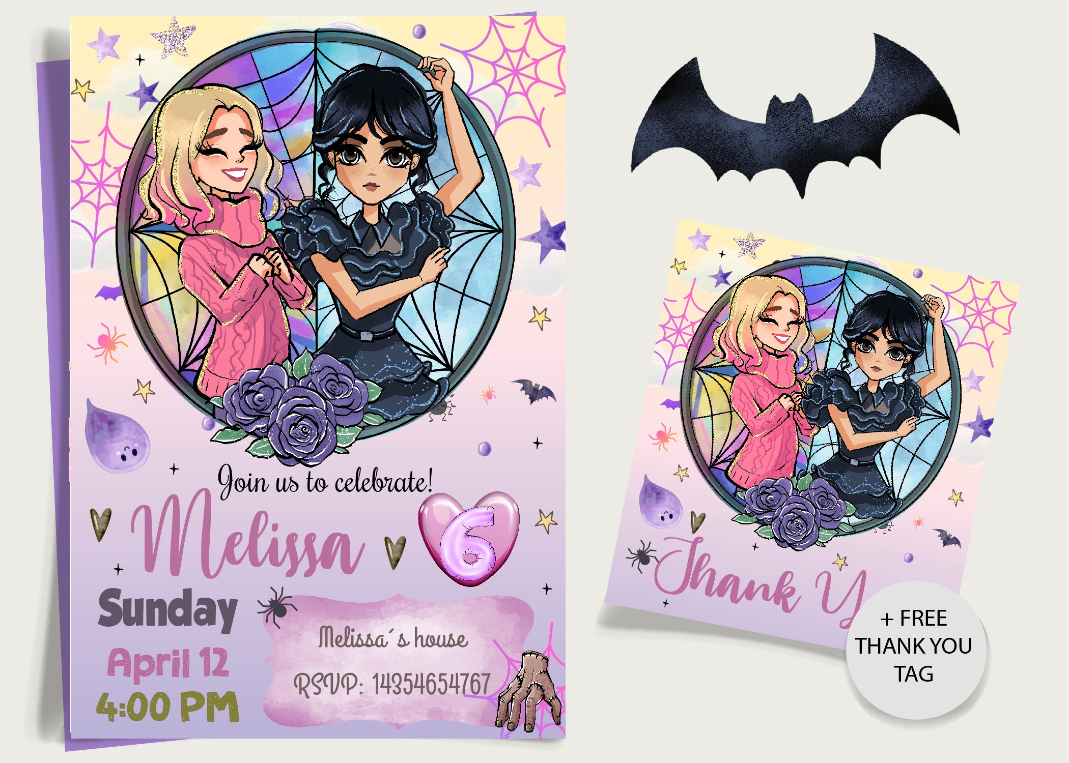 Wednesday Birthday Invitation Wednesday Digital Invitation Wednesday Addams invitation