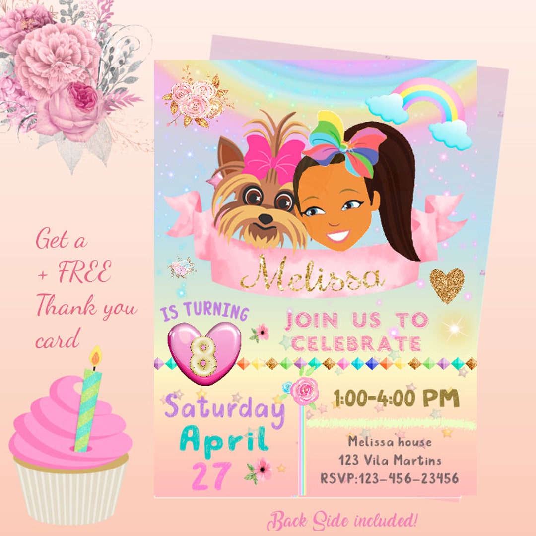 Jojo Siwa Invitations, Jojo Siwa Birthday Invitations, Jojo Siwa Party ...