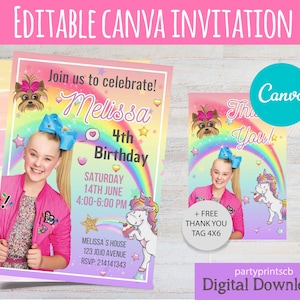 EDITABLE CANVA Jojo Siwa invitation