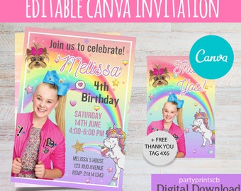 Invitation TOILE ÉDITABLE Jojo Siwa