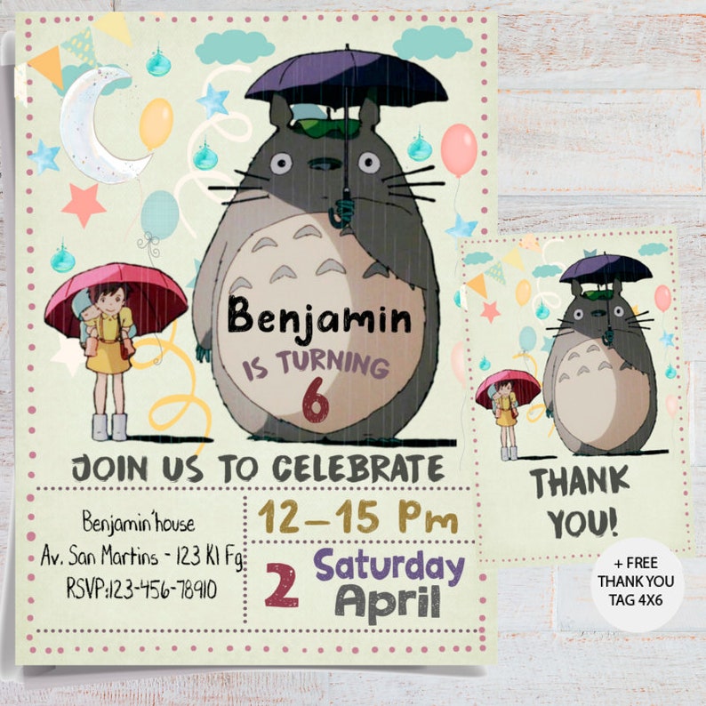 Totoro Invitation Totoro Birthday Invitations Totoro Party Etsy Totoro Invitation Totoro Birthday Invitations Totoro Party Etsy