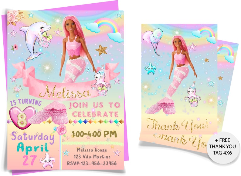 barbie mermaid birthday invitations