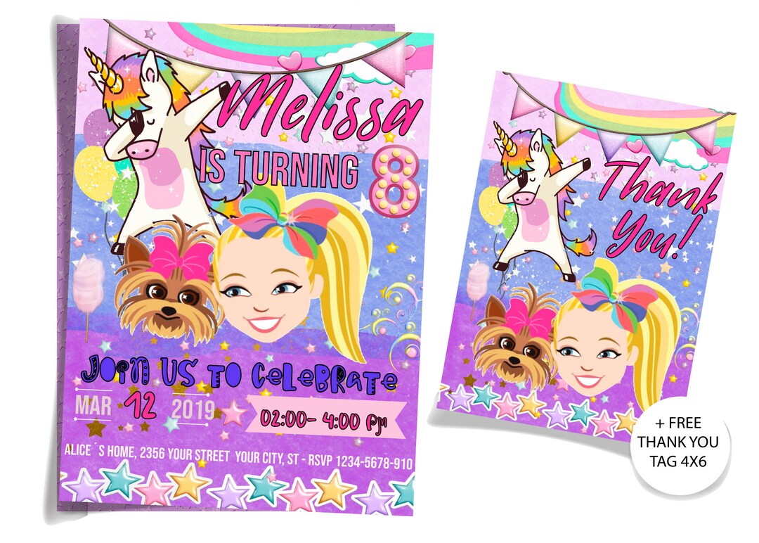 Jojo Siwa Invitation, Jojo Siwa Invitations, Jojo Siwa Birthday
