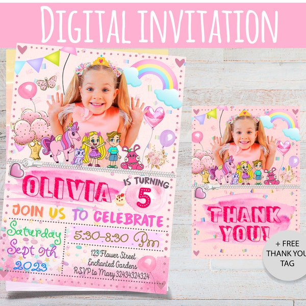 Deer invitation, Woodland Deer Birthday Invitation, Woodland Animals Invitation, Deer girl invitation