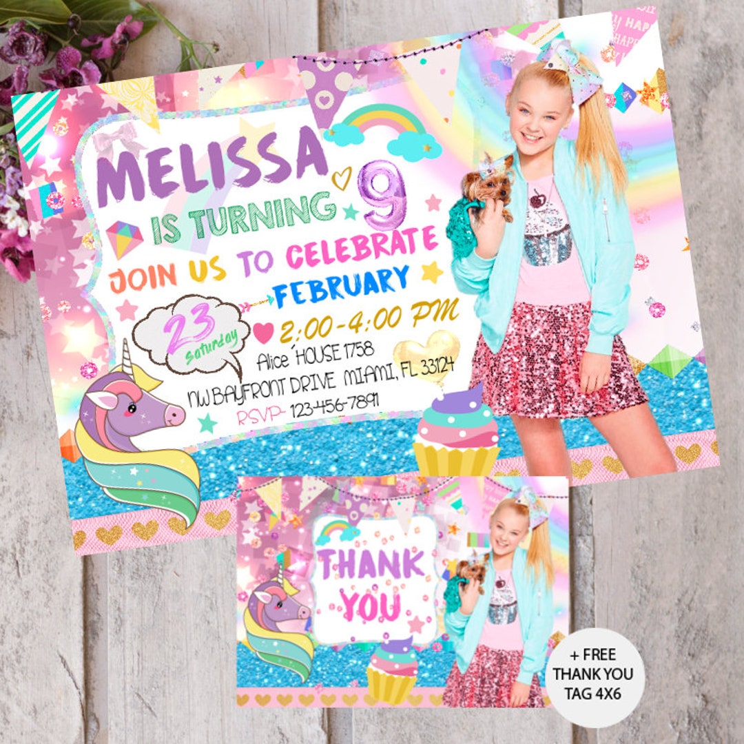 Jojo Siwa Invitations, Jojo Siwa Birthday Invitations, Jojo Siwa Party ...