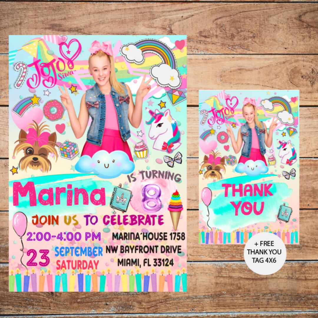 Jojo Siwa Invitations, Jojo Siwa Birthday Invitations, Jojo Siwa Party