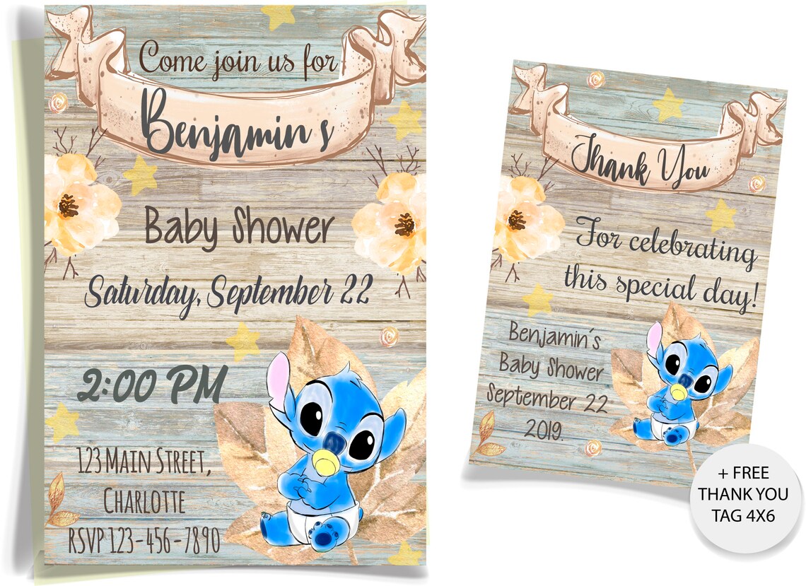 Stitch Baby Shower Invitation Lilo and Stitch Baby Shower Etsy