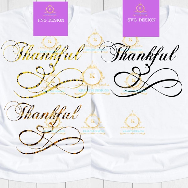 Thankful SVG- Thanksgiving Svg- Give Thanks Svg- Cricut Cut File- Thanksgiving Png- Sublmation Png