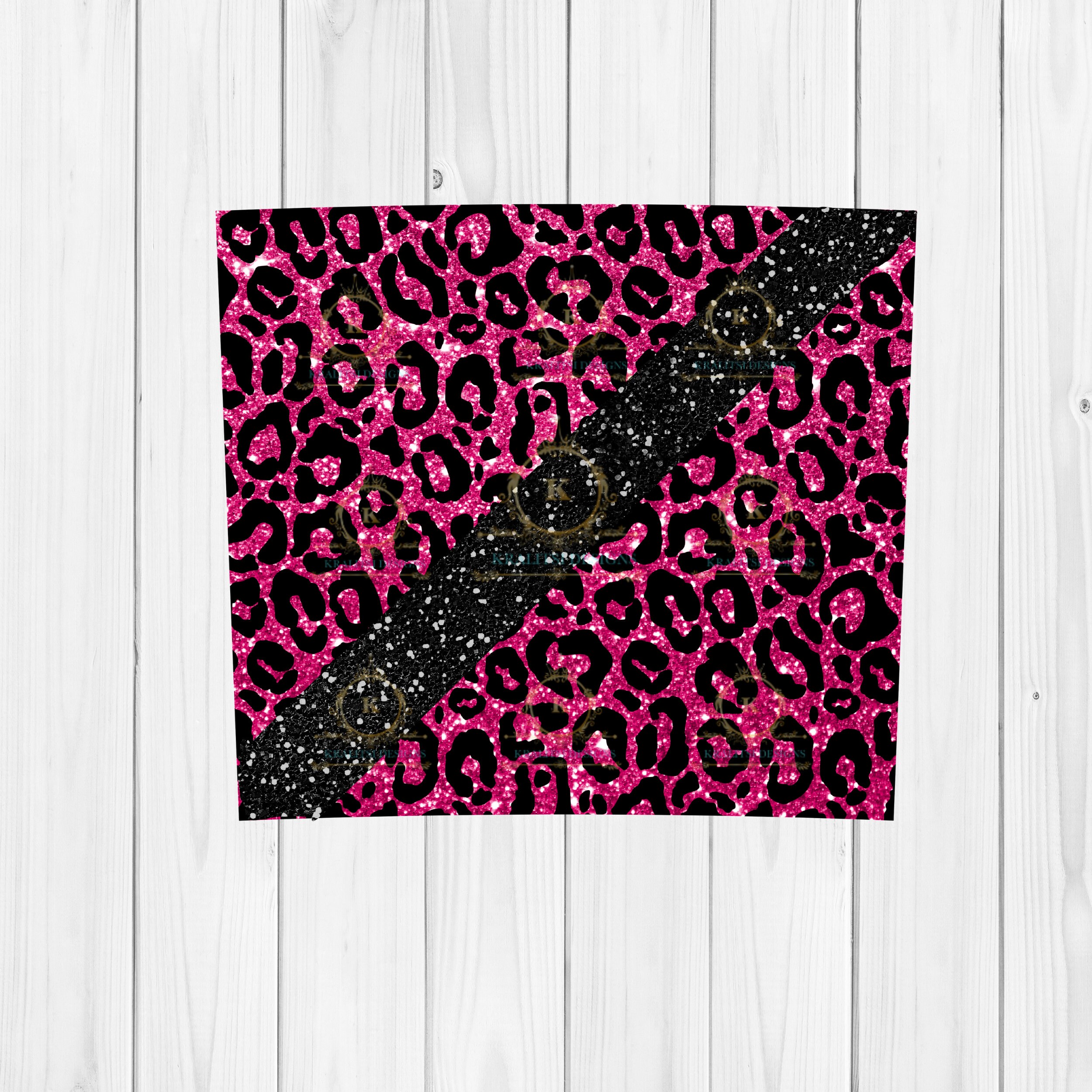 20 Oz Skinny Tumbler Wrap- Leopard Glitter - Fashion Tumbler 