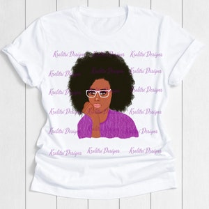 Afro Woman In Glasses Png- Afro Hair Png - Sublimation- Black Woman Png