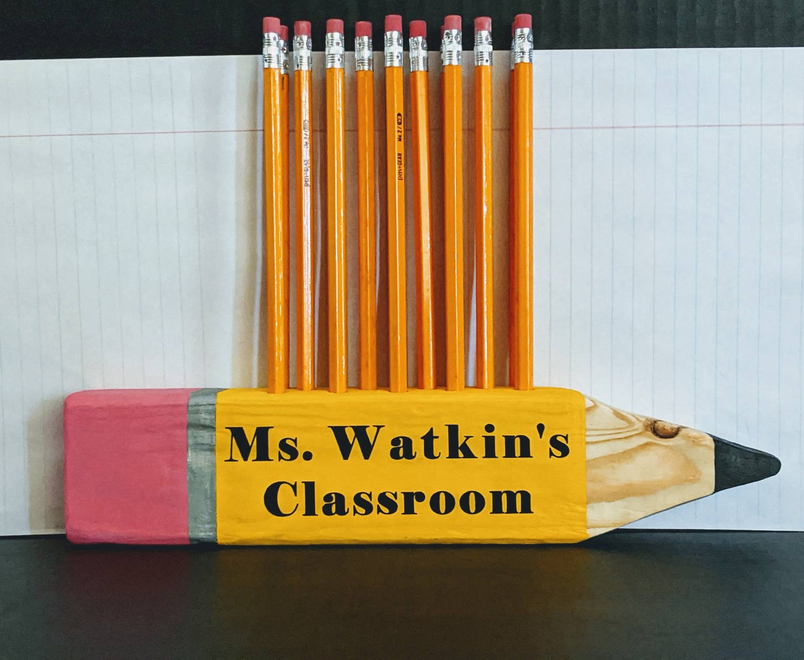 Teacher's Wooden Desktop Pencil Holder. Etsy