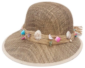 SeaShells Seagrass Visor Sun Hat
