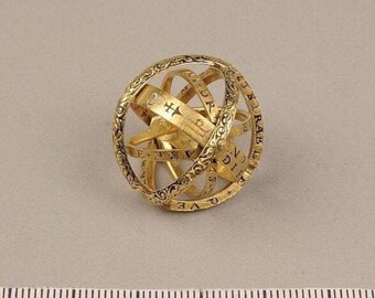 Luxury Hand-Carved,Copper XIANGMENG Copper Gold Plated Astronomical Finger Foldable Ring That Folds Out to an Astronomical Sphere Ring Close is Love,Open is The World,Best Gift for Lover