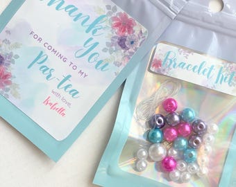 Tea Party Bracelet Kit the perfect customized Party Favor for your Par-Tea Birthday party Teapot Tea cups KIDS Craft Kit Girls goodie bag