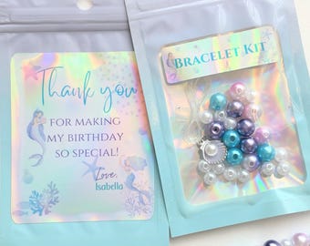 Kit de pulseras de La Sirenita: el detalle perfecto y personalizado para tu fiesta de cumpleaños con temática marina. Bolsa de regalos DIY de Sirenita Kids Craft.