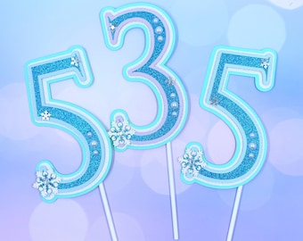 Frozen Number Age Cake Topper -  Frozen Birthday Party- Winter themed party decorations/ Frozen Elsa Ana Snowflake Winter Wonderland party