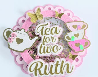 Tea for two Cake Topper Par-TEA Birthday Party - Time for tea Party Decorations