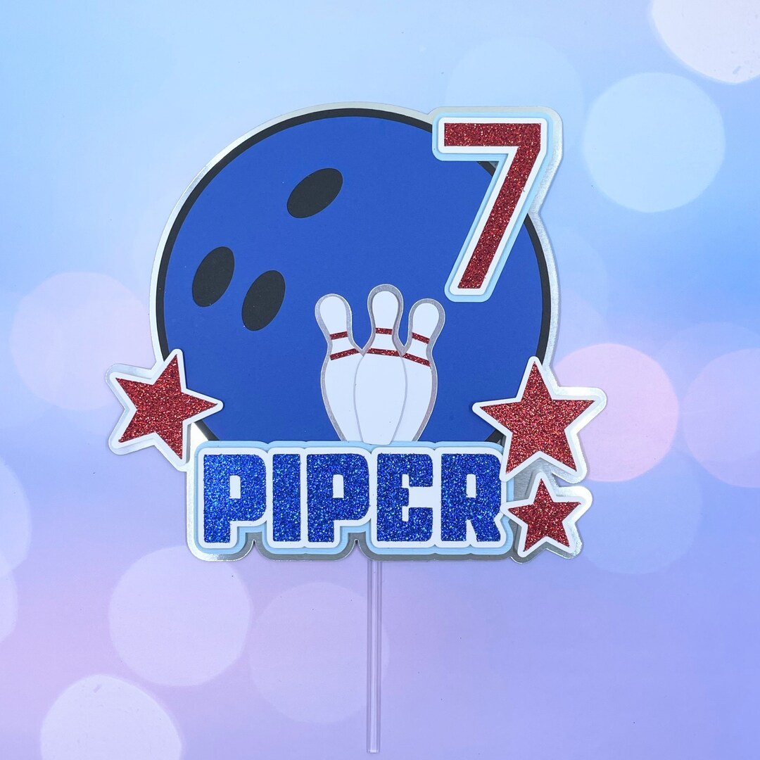 BOWLING Cake Topper Bowling Themed Birthday Party Birthday Etsy