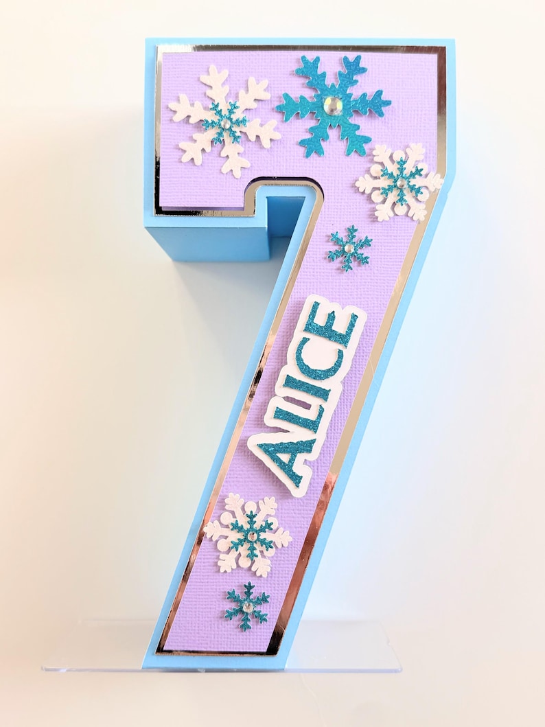 Número 3D de Frozen de 8" de alto, perfecto para tu fiesta de cumpleaños con temática de Frozen - Decoraciones para fiestas de Winter Wonderland/ Winter ONEderland Number 7