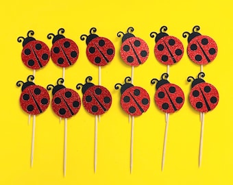 Ladybug cupcake toppers | Mariquita Cupcake Topper | Catarina | Ladybug Party Decorations