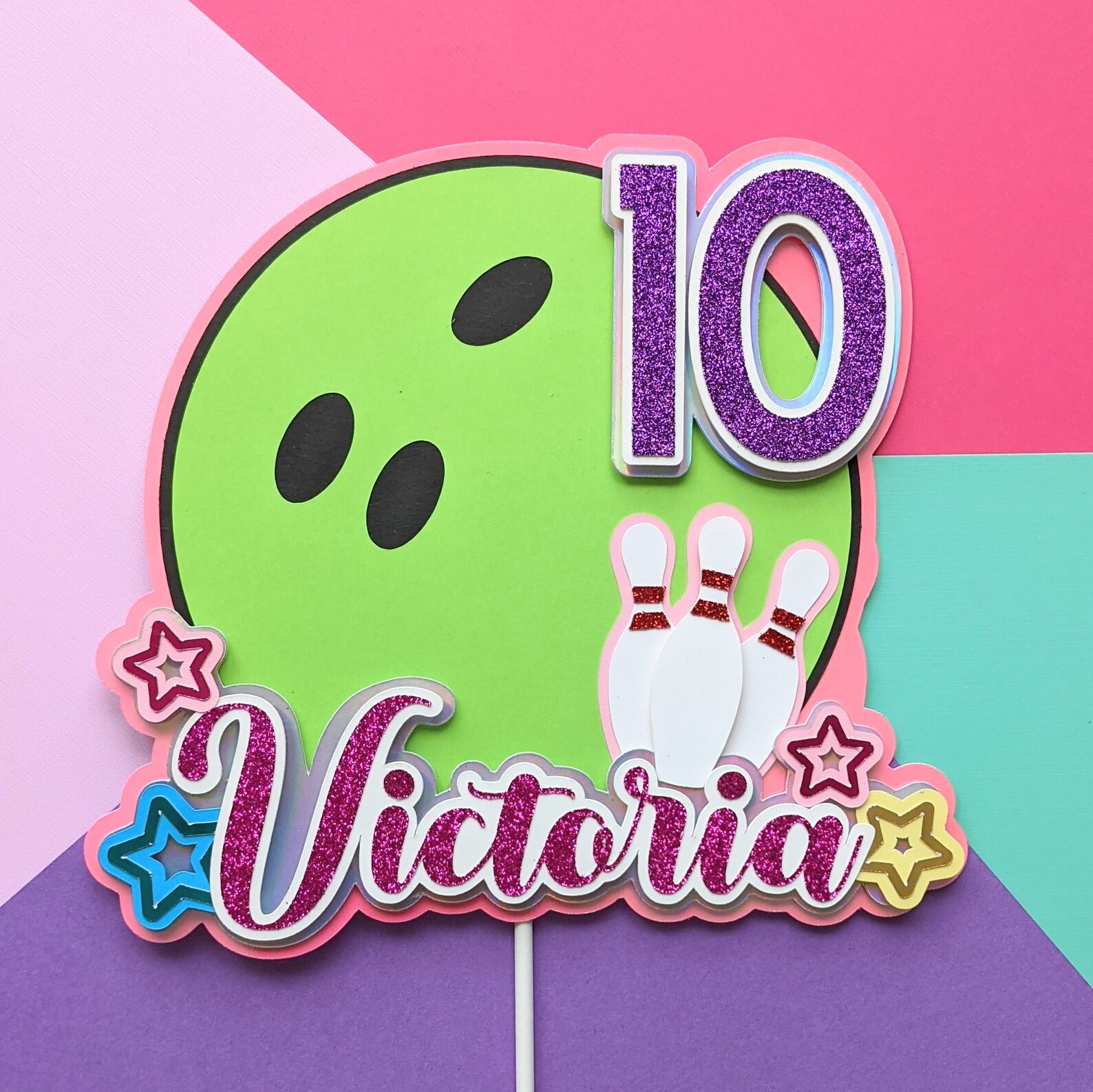 BOWLING Cake Topper Bowling Themed Birthday Party Custom Etsy