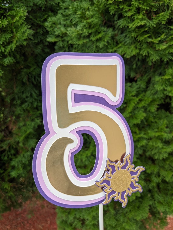 Tangled Number Age Cake Topper Rapunzel Birthday Party Tangled Party  Decorations/ Tangled Sun Party 