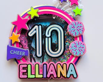 Neon Cheerleader Cake Topper Cheer Cheerleader Party Neon Colors