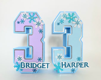 Frozen 3D Number 8" tall perfect for your Frozen Themed Birthday Party - Winter Wonderland Party Decorations/ Winter ONEderland