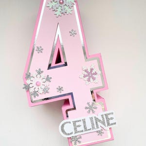 Pink Frozen 3D Number 8&quot; tall perfect for your Frozen Themed Birthday Party - Winter Wonderland Party Decorations/ Winter ONEderland
